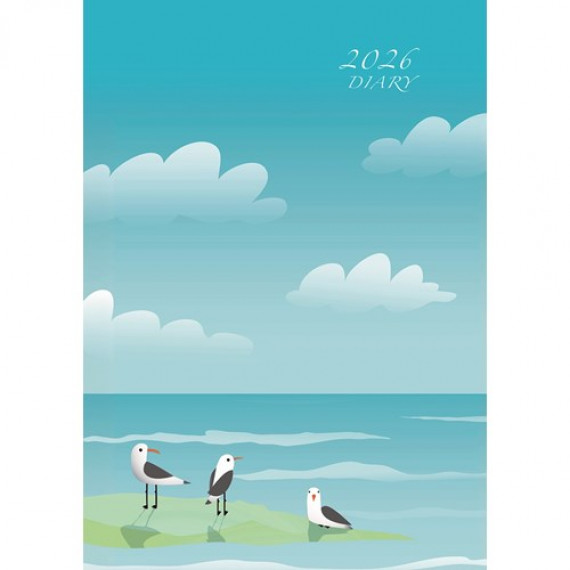 經典版25K(碧海藍天/卡紙精裝/橫式)-校園週曆手冊2026年