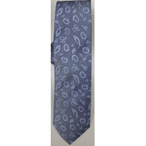 經文領帶/CM130-1/ 五餅二魚蠶絲織領帶-藍(工業風)